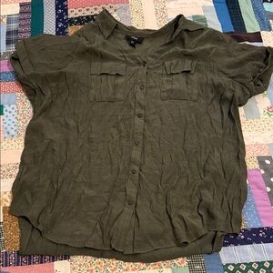 Cato Dark Olive Button-Down Women's Shirt